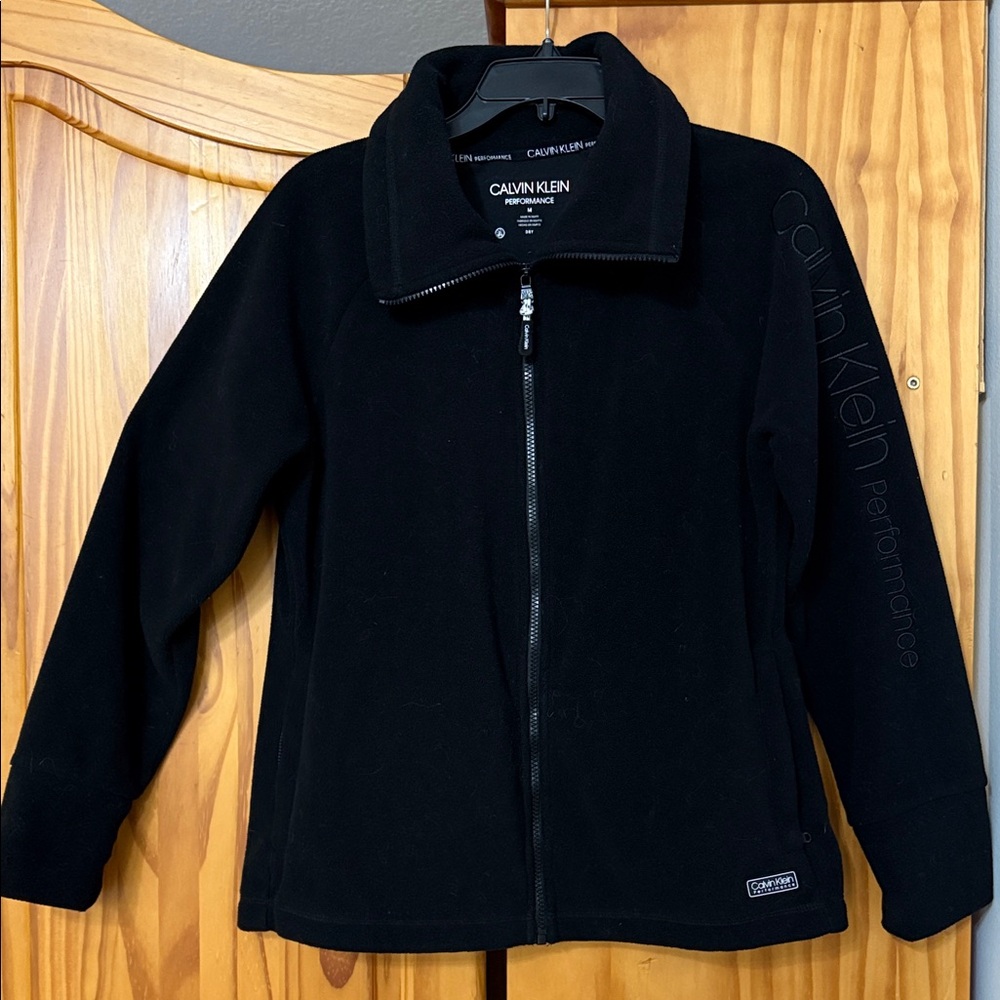 CALVIN KLEIN PERFORMANCE JACKET WOMENS M BLACK FULL ZIP-UP FRONT DEEP POCKETS